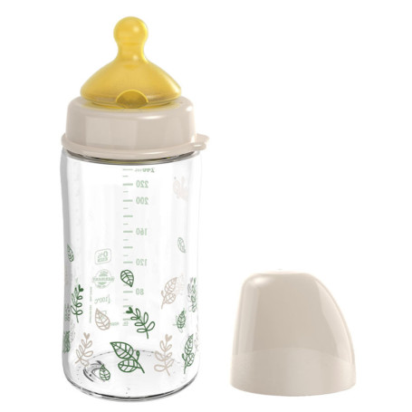 Biberon en Verre NIP Cherry à Col Large - Anti-Colique 240 ml Marron