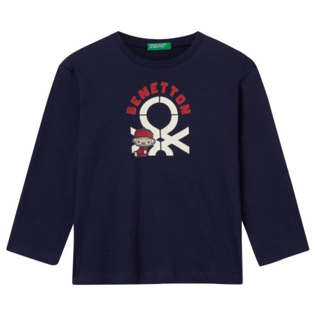 T-shirt à Manches Longues en Coton Organique Bleu pour Garçon - 5 Ans