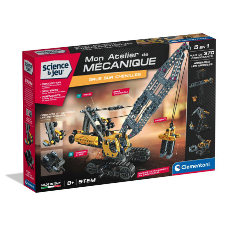 Clementoni Grue sur Chenilles à Construire - Jeu de Mécanique Créatif pour Enfants