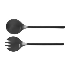 WENKO Lot de 2 Couverts à Salade Nagy en Acier Inoxydable Noir Mat