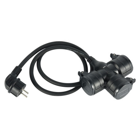Rallonge Electraline 1 m avec 3 Prises Caoutchouc IP44 pour Chantier