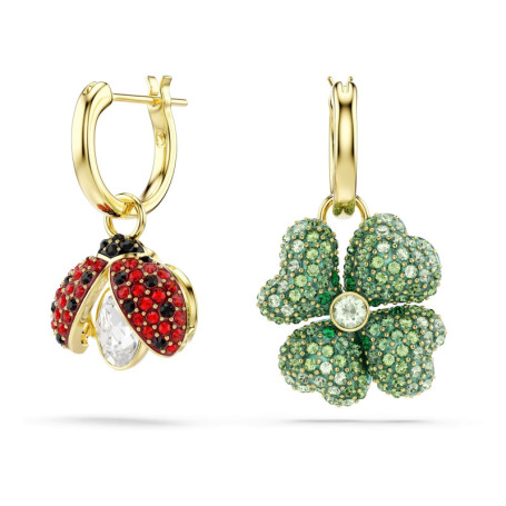 Boucles d'oreilles Swarovski Idyllia en Cristal Multicolore - Coccinelle et Trèfle