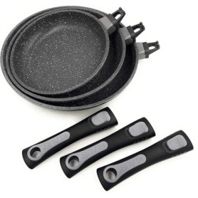 Set de 3 Poêles Antiadhésives en Pierre - Compatible Tous Feux