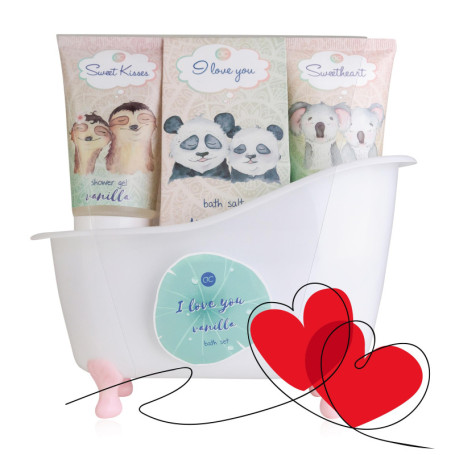 Coffret Bien-Être Accentra I LOVE YOU - Ensemble de Bain Parfumé à la Vanille