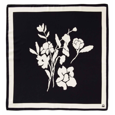 Foulard Floral Noir United Colors of Benetton pour Femme