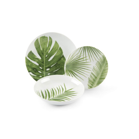 Service de Table Excelsa Foliage en Porcelaine - 18 Pièces Multicolores