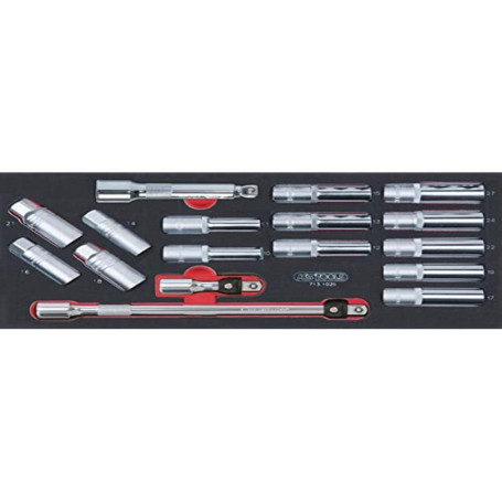 Module de Douilles Longues KS Tools 1/2" - 17 Pièces Résistantes aux Produits Chimiques