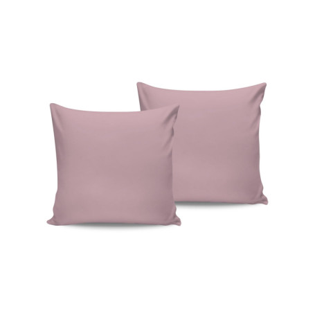 Ensemble de 2 Taies d'Oreiller en Satin de Coton Rose Clair - 80 x 80 cm