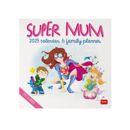 Calendrier Mural Super Mum 2025 - Planificateur Familial avec Espace Notes