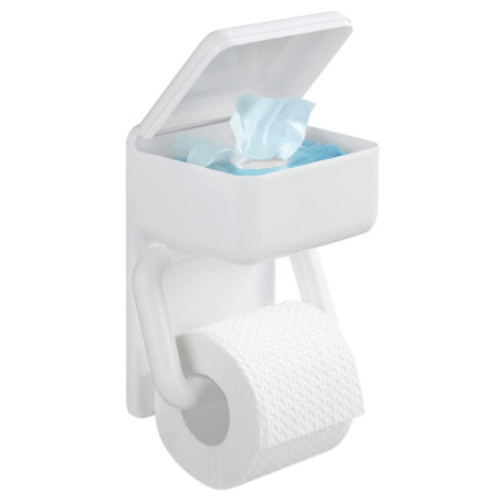 Support Papier Toilette Mural 2en1 avec Rangement - Blanc
