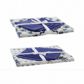 Nappe et serviettes de table DKD Home Decor Bleu Coton Blanc (150 x 150 x 0.5 cm 75,99 €