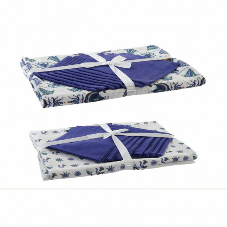 Nappe et serviettes de table DKD Home Decor Bleu Coton Blanc (25 x 26 x 0,5 cm) 126,99 €