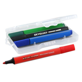 Jeu de 4 Marqueurs Permanents 3A - Pointe Ogive, Couleurs Vives