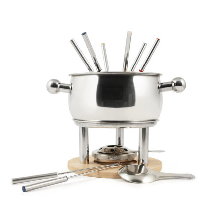 Service à Fondue 11 Pièces en Acier Inoxydable pour 6 Personnes