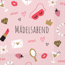 Lot de 16 serviettes en papier « Soirée entre filles » - 33 cm x 33 cm