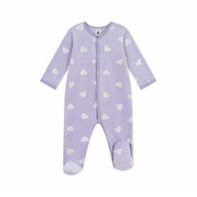 Pyjama Bébé en Velours Imprimé Cœurs - Petit Bateau