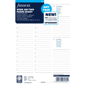 Agenda A5 Non Daté Filofax - Semaine sur Deux Pages - Blanc