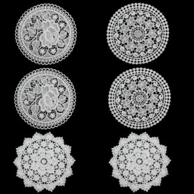 Sets de Sous-Verres Ronds en Dentelle Coton - Lot de 6 Blancs Faits Main