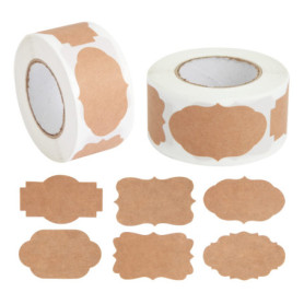 Lyaor 600 Étiquettes Kraft Vintage Autocollantes pour Bouteilles et Cadeaux