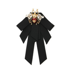 Broche Abeille en Satin avec Nœud Papillon et Strass pour Femme