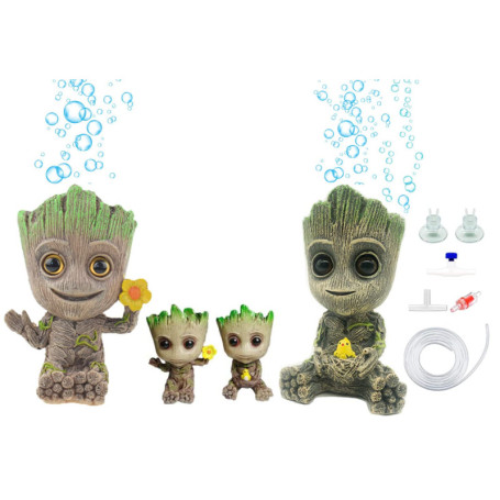 Huike Baby Groot - Lot de 4 Pierres à Bulles Décoratives pour Aquarium