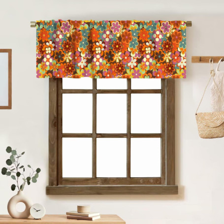 Cantonnière Rétro Colorée pour Fenêtre - Style Années 70