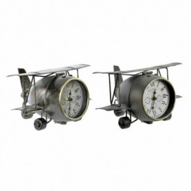 Horloge de table DKD Home Decor Avion Verre Gris Vert Fer (26 x 21 x 15 cm) (2 p 70,99 €