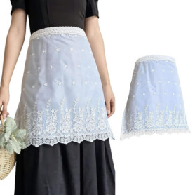 Tablier Demi-Taille en Dentelle Blanche pour Femme - Élégance Rétro en Cuisine