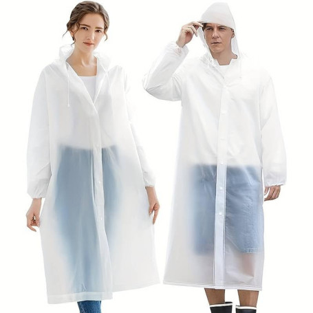 Lot de 2 Ponchos de Pluie Unisexes Transparent en EVA - Imperméables et Réutilisables
