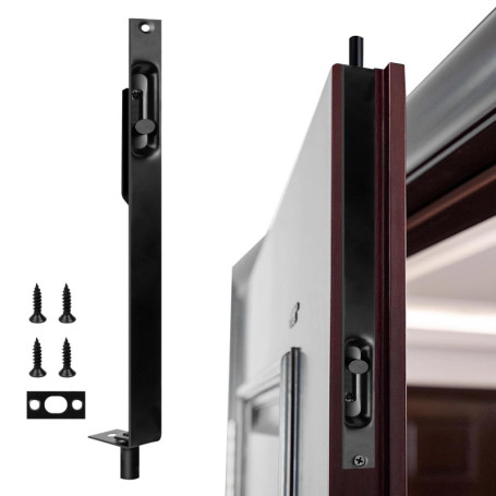Verrou de Porte Boulon Affleurant Noir avec Double Sécurité