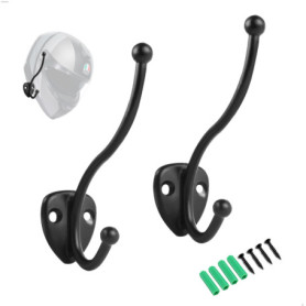 Support Mural pour Casque de Moto - 2 Pièces Noir