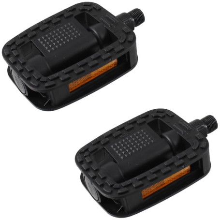 Pédales de vélo VTC Noir avec Réflecteurs Orange - Confort Anti-Slip