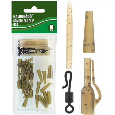 Kit de Pêche Camou Haldorado avec 10 Ensembles de Bas de Ligne