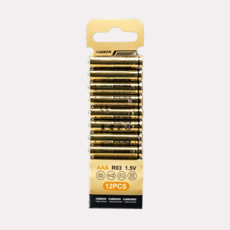 Lot de 12 Piles AAA Carbone-Zinc 1,5 V pour Appareils Électroniques