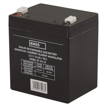 Batterie AGM 12V 4,5Ah EMOS - Sans entretien pour éclairage et alarmes