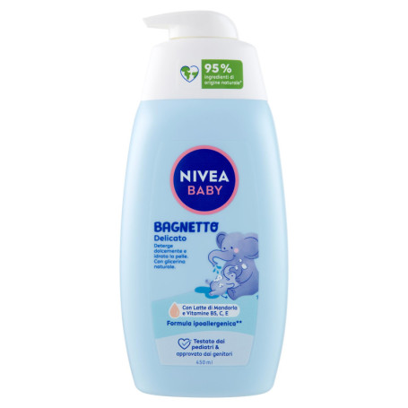 NIVEA Bain Doux Bébé 450ml - Mousse Hydratante au Lait d'Amande