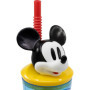 Gobelet Disney Mickey Mouse en plastique bleu avec paille 360 ml