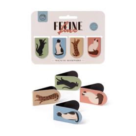 Ensemble de 4 Marque-Pages Magnétiques Chats - Feline Fine