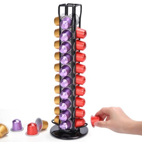 Porte-Capsules de Café Euqvunn avec Rotation à 360° - Rangement Pratique pour 40 Capsules