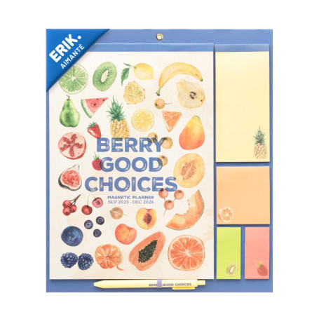 Calendrier Magnétique Frigo Fruits 2025-2026 - Planificateur Mensuel Familial