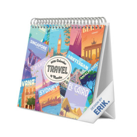 Calendrier de Bureau 2026 - Voyages avec Espace pour Notes et Illustrations