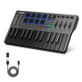 Clavier MIDI USB-C Portable 25 Touches avec Pads de Batterie - Donner DMK 25 Pro Noir