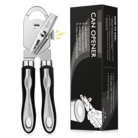 Ouvre Boîte Manuel 3 en 1 Diboniur en Acier Inoxydable - Noir