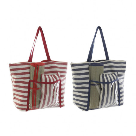 Sac de plage DKD Home Decor Toile Rouge Bleu Polyester PVC (55 x 17 x 35 cm) (2 99,99 €