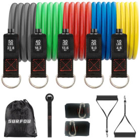 Kit de Bandes de Résistance SURFOU avec Poignées et Sangles - Entraînement à Domicile