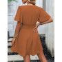LIAMERHE Mini Robe Femme Manches Longues/Manches Courtes Col V Chic et Elegant Robes Manches Lanternes D'été et Hiver A-Line Cas