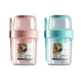 Lot de 2 Bocaux à Avoine Hermétiques avec Cuillère - Idéal pour Overnight Oats