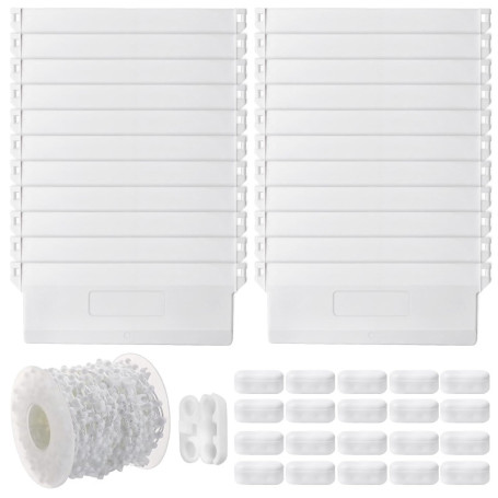 Lot de 20 plaques de lestage avec chaîne blanche pour rideaux verticaux