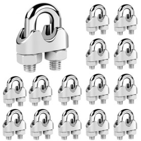 SUNSK Clips de Câble Métalliques en Acier Inoxydable M4 - 15 Pièces