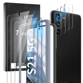 Pack de Protection TOCOL pour Samsung Galaxy S21 - 6 Pièces Verre Trempé et Vitre Caméra